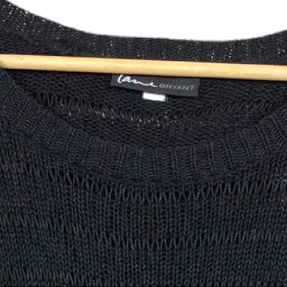 LANE BRYANT split back open weave knit sweater classic black 18 PLUS-SIZED WOMEN - Picture 3 of 5